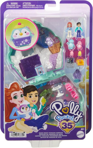 POLLY POCKET ZESTAW TOREBKA KOMPAKTOWA ŚNIEŻNY PINGWINEK + 2 MIKROLALKI 4+ Nowe