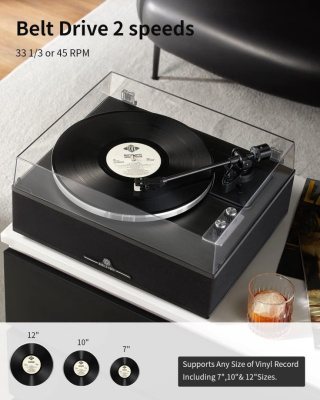 ANGELS HORN gramofon winylowy, Bluetooth AT-3600L z głośnikami 33/45 obr. Nowy