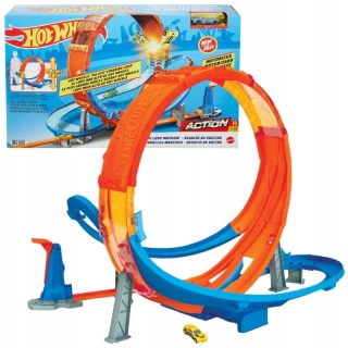HOT WHEELS Kaskaderska Gigapętla Zestaw Tor Pętla +auto POWYSTAWOWY