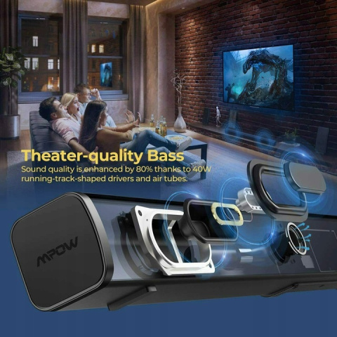 SOUNDBAR Mpow B6 2.0 Bluetooth 5.0 AUX Optical RCA NOWE SOUNDBAR Mpow B6 2.0 Bluetooth 5.0 AUX Optical RCA NOWE
