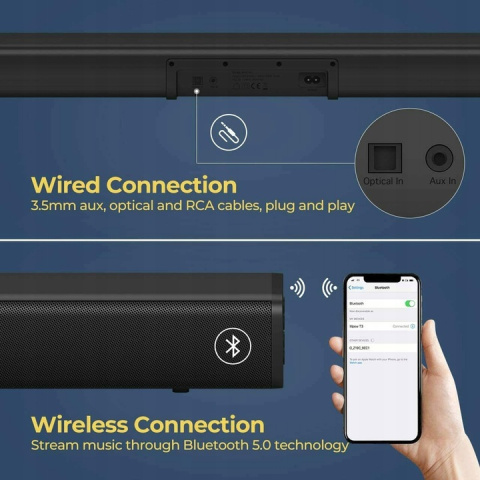 SOUNDBAR Mpow B6 2.0 Bluetooth 5.0 AUX Optical RCA NOWE SOUNDBAR Mpow B6 2.0 Bluetooth 5.0 AUX Optical RCA NOWE