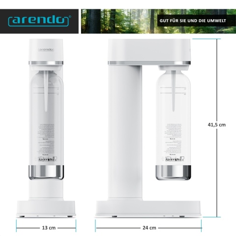 Saturator wody gazowanej Soda Maker 2 CO2 Arendo 2x butelka 850ml Biały NOWY Saturator wody gazowanej Soda Maker 2 CO2 Arendo 2x butelka 850ml Biały NOWY