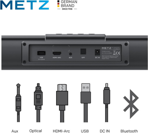 Soundbar 01 Bluetooth Stereo 2.0 60W METZ blue USB, HDMI, AUX POWYSTAWOWY