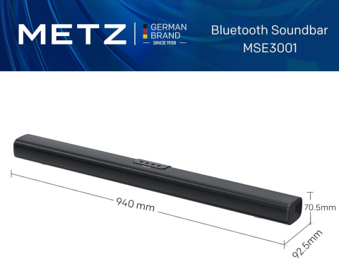 Soundbar 01 Bluetooth Stereo 2.0 60W METZ blue USB, HDMI, AUX POWYSTAWOWY