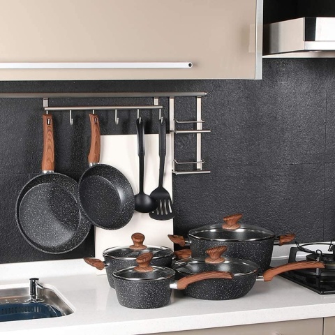 Zestaw garnków Kitchen Academy 12 el. czarne granit nieprzywierające BS2 POWYSTAWOWY Zestaw garnków Kitchen Academy 12 el. czarne granit nieprzywierające BS2 POWYSTAWOWY