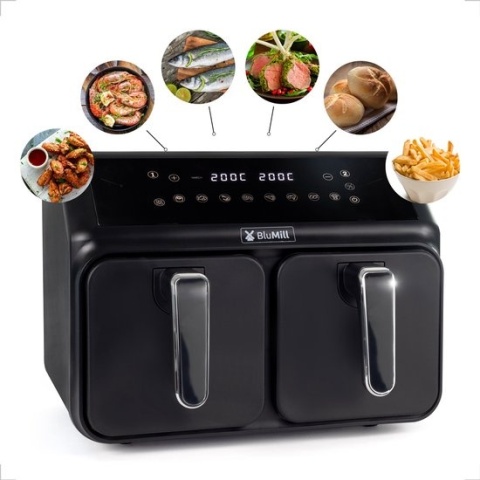 BluMill Airfryer XXL 8L - Podwójna Komora, ekran dotykowy, 1700W NOWY