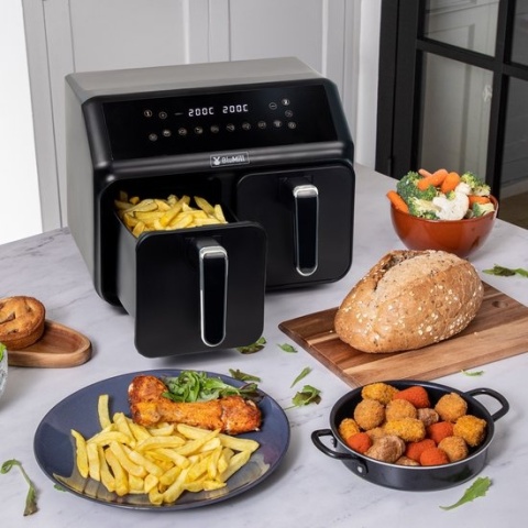 BluMill Airfryer XXL 8L - Podwójna Komora, ekran dotykowy, 1700W NOWY