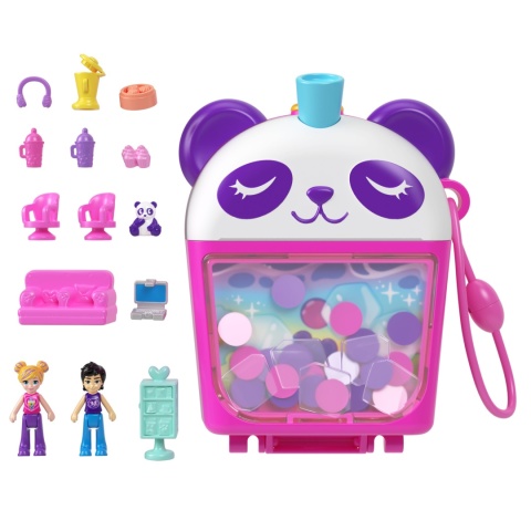 Figurki Polly Pocket Bubble Tea Panda zestaw kompaktowy POWYSTAWOWY