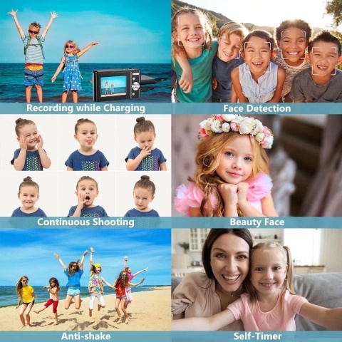 INF Aparat cyfrowy 1080P 48 megapikseli z 16-krotnym zoomem CZARNY Nowy