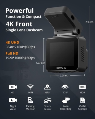 KAMERA SAMOCHODOWA KINGSLIM D5-4K Z WI-FI Powystawowy