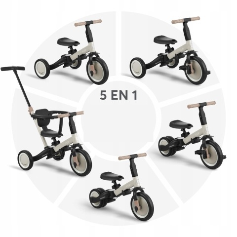 Rowerek Trójkołowy 5w1 Flip dla dzieci KikkaBoo regulowany beżowy PO ZWROCIE