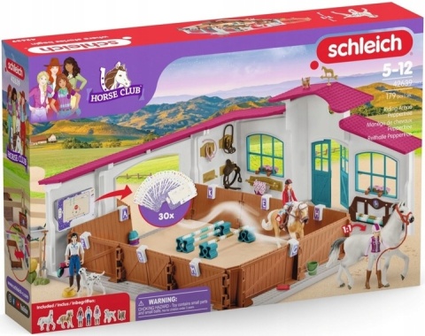 SCHLEICH HORSE CLUB Arena jeździecka dla koni + akcesoria 42639 POWYSTAWOWY