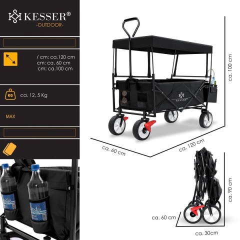 Składany Wózek Transportowy Koła 360° Udźwig 100kg KESSER 97 l POWYSTAWOWY