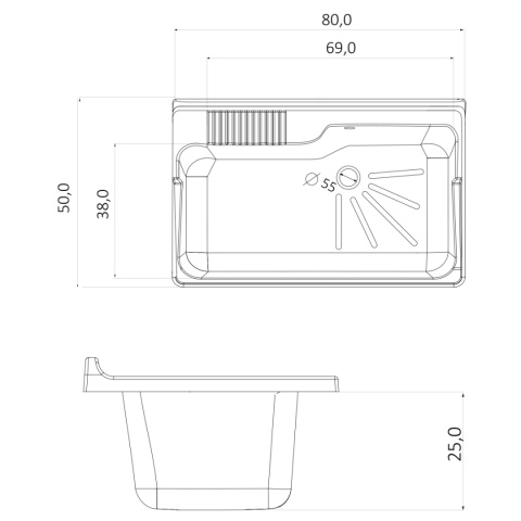 Umywalka Do Zabudowy PVC Komora Gospodarcza na szafkę 80x50cm PI8050 NOWY