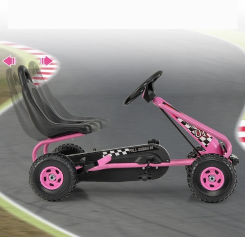 Gokart Na Pedały Hamulec Ręczny Regulowane Siedzenie Costway różowy POWYSTAWOWY
