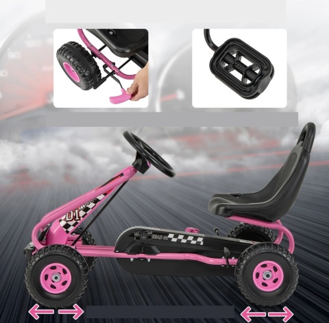Gokart Na Pedały Hamulec Ręczny Regulowane Siedzenie Costway różowy POWYSTAWOWY