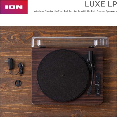 Gramofon ION Luxe LP brązowy USB Bluetooth z wbudowanymi głośnikami stereo Powystawowy