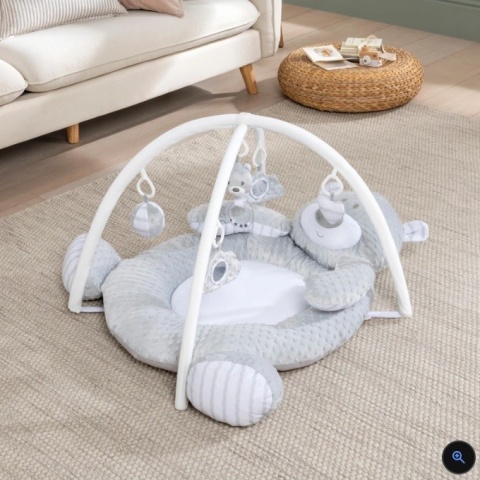 Leżanka Mata do Zabawy Pluszowy miś Baby Gym Szary dla niemowląt PO ZWROCIE