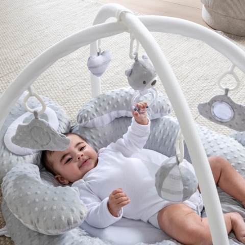 Leżanka Mata do Zabawy Pluszowy miś Baby Gym Szary dla niemowląt PO ZWROCIE