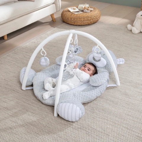 Leżanka Mata do Zabawy Pluszowy miś Baby Gym Szary dla niemowląt PO ZWROCIE