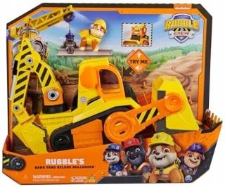 PSI PATROL DUŻY BULDOŻER KOPARKA POJAZD RUBBLE I JEGO EKIPA 38 CM + FIGURKA PO ZWROCIE