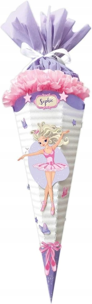 Rożek cukrowy Ballerina 6-kątny z wstępnie wytłoczonej tektury 3D NOWY