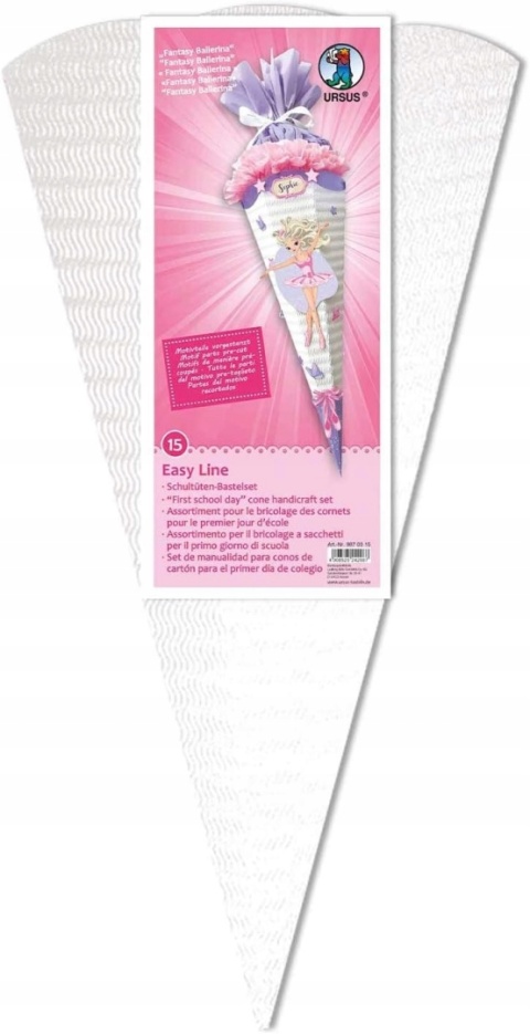 Rożek cukrowy Ballerina 6-kątny z wstępnie wytłoczonej tektury 3D NOWY