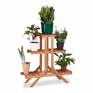 Kwietnik 3 Poziomowy Ozdobny Stojak na kwiaty Relaxdays 82,5 cm drewno NOWY