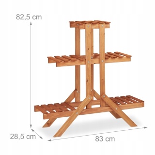 Kwietnik 3 Poziomowy Ozdobny Stojak na kwiaty Relaxdays 82,5 cm drewno NOWY