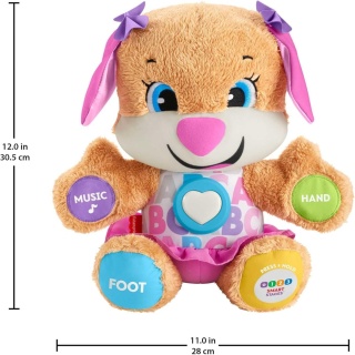 Maskotka interaktywna Fisher-Price Piesek z różowymi uszami J. Niemiecki