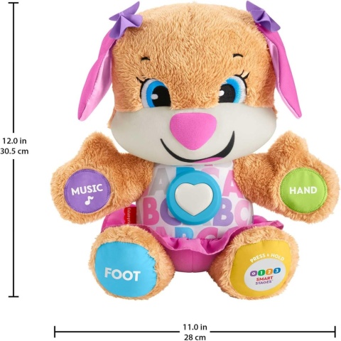 Maskotka interaktywna Fisher-Price Piesek z różowymi uszami J. Niemiecki