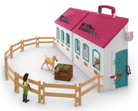 Schleich 42703 Otwarta przenośna stajnia mała podkowa Horse Club konie