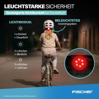 Kask rowerowy Fischer BMX z lampką LED XS/S, 48-54 cm Nowy