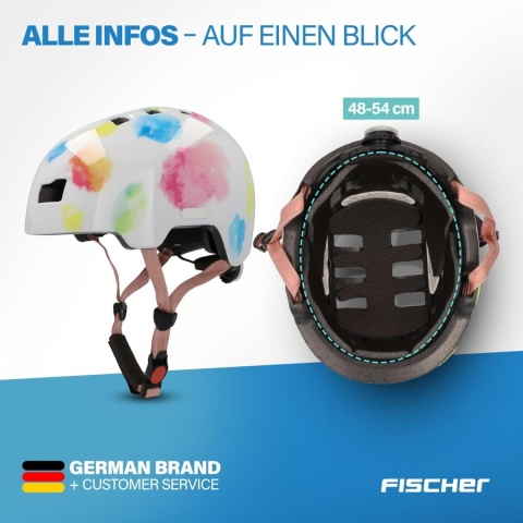 Kask rowerowy Fischer BMX z lampką LED XS/S, 48-54 cm Nowy